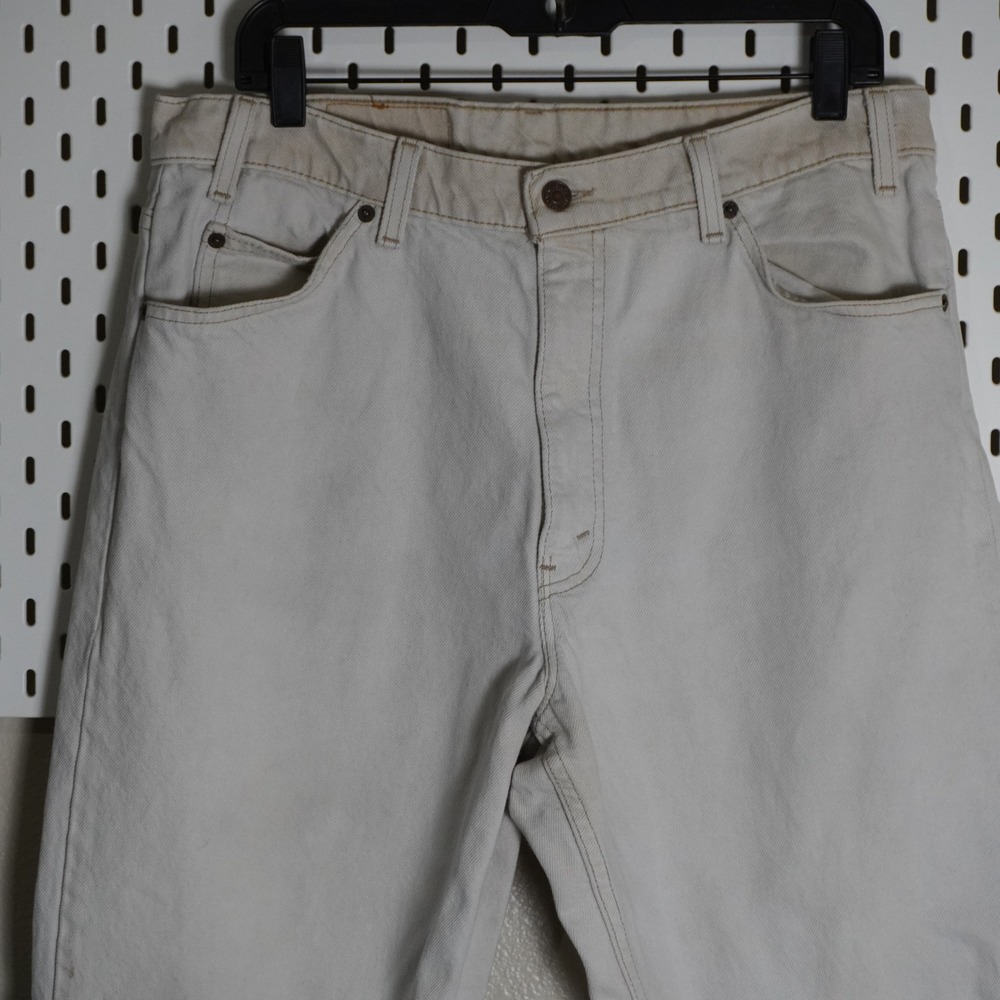 Vintage Levis 550 Relaxed Fit Tapered Leg Jeans Mens 36x32 Beige Denim Pants‎